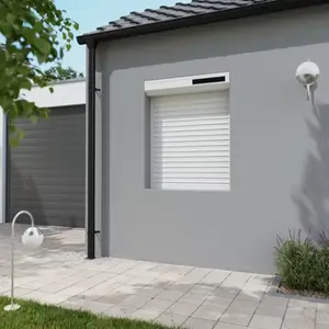 Volet roulant solaire motorisé aluminium blanc 125 x 100 cm