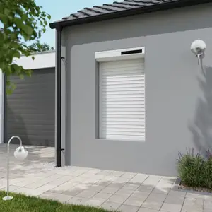 Volet roulant solaire motorisé aluminium blanc 155 x 90 cm