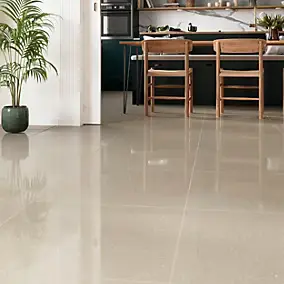Carrelage sol et mur effet marbre beige brillant L.60 x l.60 cm x ép.8 mm, Musetta