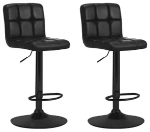 Lot de 2 tabourets "Lagan" noir mat - Dim. : l. 45 x P. 52 x H. 88 - 109 cm.