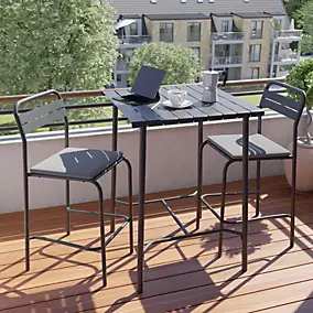 Chaise haute de jardin Lithari gris GoodHome