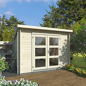 Abri de jardin Klikstrom Belaïa bois naturel surface totale 9,6m²