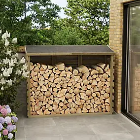 Abri bûches en bois l.183 x P.60 x H.146 cm, Klikstrom Losino