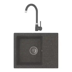 Lot évier quartz compact + mitigeur noir