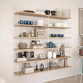 Étagère murale modulable 12 tablettes et 3 échelles pin massif GoodHome Rigga H. 171,2 x L. 160 x P. 29 cm