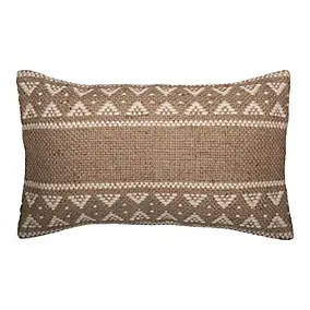 Coussin en jute Halus GoodHome L.50 x l.30 cm marron beige