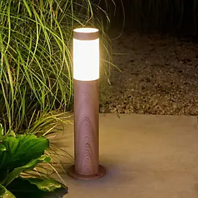 Borne extérieur Hollis effet bois marron IP44 E27 25W