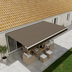Store banne manivelle avec semi cassette 4 x 3 m Taupe