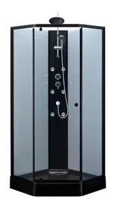 Cabine de douche hydromassante pentagonale 85 x 85 cm noir & grise