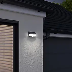 Applique extérieure murale LED solaire noir 6,3 W IP44 détecteur de mouvement H.5,3 cm
