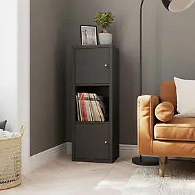 Étagère modulable 3 cubes avec 2 portes GoodHome Mixxit anthracite