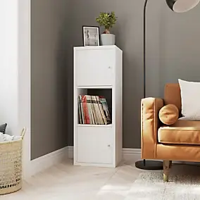 Étagère modulable 3 cubes avec 2 portes GoodHome Mixxit blanc