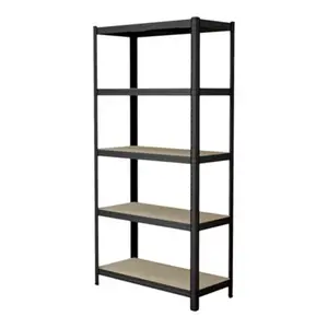 Etagère bois métal noir charge totale max : 600 kg - H. 180 x L. 90 x P. 40 cm.