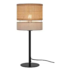 Lampe à poser Conebill lin métal et rotin E27 Ø20 x H.47 cm 25W GoodHome