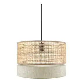 Abat-jour pour suspension Conebill rond tissu et rotin E27 Ø38cm GoodHome