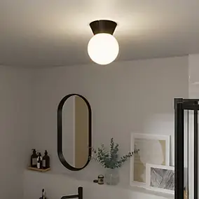 Plafonnier de salle de bain noir E14 10W IP44 GoodHome Hoatzin