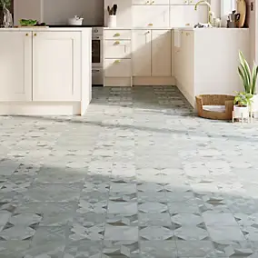 Dalle PVC clipsable Mambo 63x32 cm décor carreaux ciment gris GoodHome (vendue au carton)