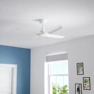Ventilateur de plafond 4 pales blanc - H. 36,2 x l. 122 cm