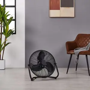 Ventilateur industriel noir 45 cm avec fonction inclinaison et 3 vitesses, métal/plastique