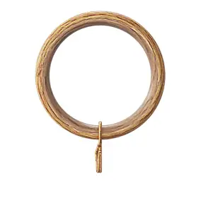 10 anneaux pour barre à rideau Syros effet bois ⌀25/28mm GoodHome