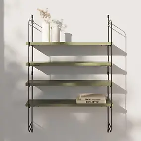 Étagère murale modulable 4 tablettes en MDF et 2 échelles en acier GoodHome Rigga H.87 x L.60 x P.20,2 cm