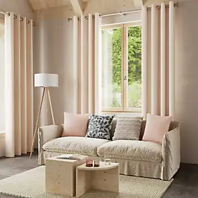 Rideau thermique à œillets effet velours tissé Kulti beige nude l.140 x H.280cm GoodHome
