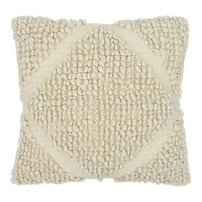 Housse de coussin Bammy tufté blanc cassé l.45 x L.45cm GoodHome