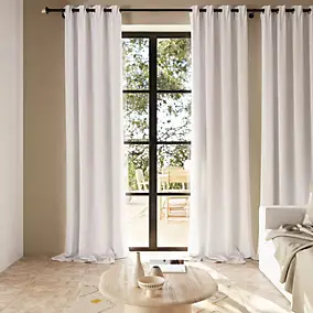 Rideau tamisant à œillets effet gaz de coton Jalna blanc l.140 x H.260cm GoodHome