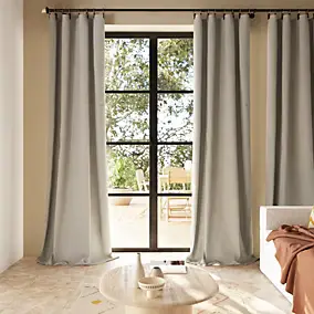 Rideau tamisant à œillets en lin Ambala beige lin l.140 x H.260cm GoodHome