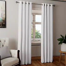 Rideau occultant à oeillets effet tissé Novan blanc optique l.140 x H.260cm GoodHome