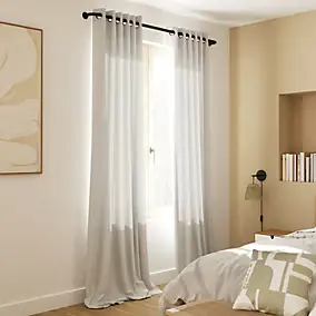 Rideau tamisant à œillets effet jacquard Jind beige l.140 x H.260cm GoodHome