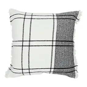 Housse de coussin quadrillage noir et blanc l.45 x L.45cm GoodHome Tenali