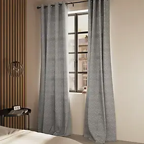 Rideau tamisant à œillets effet jacquard Jind gris l.140 x H.260cm GoodHome