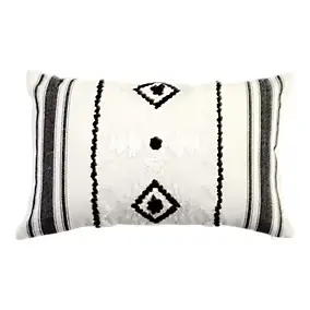 Housse de coussin Sirsa bohème brodé noir et blanc l.30 x L.50cm GoodHome