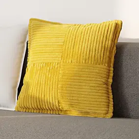 Housse de coussin en velours côtelé Galwey jaune ocre l.45 x L.45cm GoodHome
