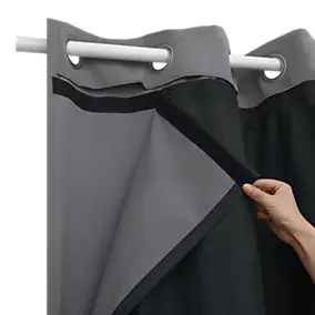 Doublure de rideau occultante à crochets effet tissé Caldu noir satin l.135 x H.245cm GoodHome