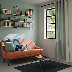 Rideau tamisant à œillets Hiva coton vert clair l.140 x H.260cm GoodHome