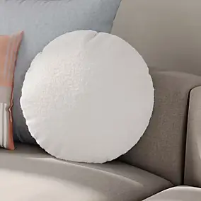 Coussin rond effet laine bouclée Pehme blanc écru Ø45cm GoodHome