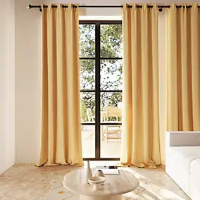 Rideau tamisant à œillets effet gaz de coton Jalna marron camel l.140 x H.260cm GoodHome