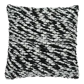 Housse de coussin Hubli tricot noir et blanc l.45 x L.45cm GoodHome