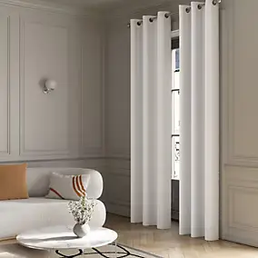 Rideau occultant à œillets effet bouclette Oliva blanc cassé l.140 x H.260cm GoodHome