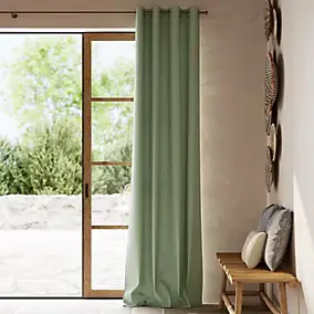 Rideau tamisant à œillets Hiva vert kaki clair l.140 x H.260cm GoodHome
