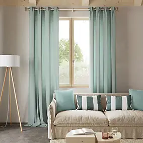 Rideau tamisant à œillets effet gaz de coton Jalna vert clair l.140 x H.260cm GoodHome