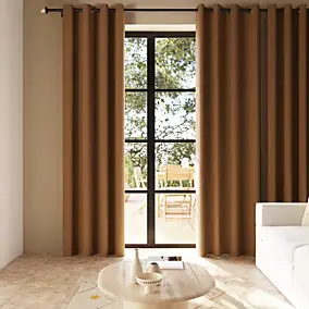 Rideau occultant à œillets effet tissé Novan jaune moutarde l.140 x H.260cm GoodHome