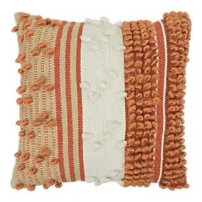 Housse de coussin Tapao brodé blanc crème et terracotta GoodHome