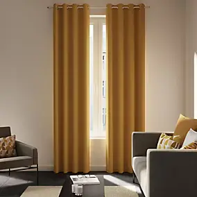 Rideau occultant à œillets en suédine Komod jaune moutarde l.140 x H.260cm GoodHome