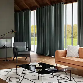 Rideau tamisant à œillets effet velours Valgreta vert foncé l.140 x H.260cm GoodHome