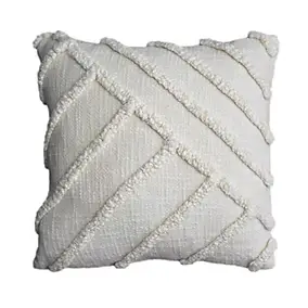 Housse de coussin Saline tufté géométrique blanc cassé l.45 x L.45cm GoodHome