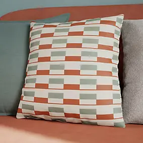 Housse de coussin Zapala imprimé géométrique bleu et terracotta l.40 x L.40cm GoodHome