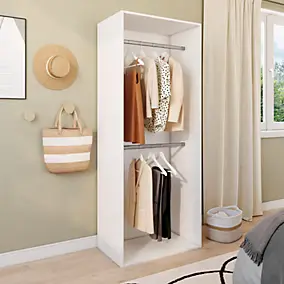 Dressing blanc double penderie GoodHome Atomia H. 187,5 x L. 75 x P. 45 cm